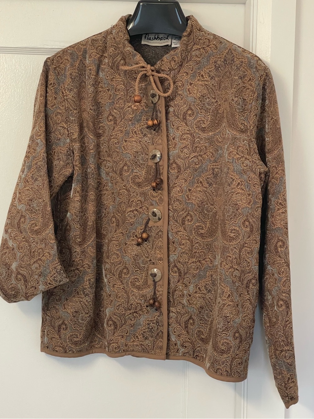 Brown Paisley Tapestry Button-Front Jacket